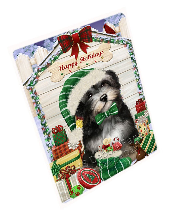 Happy Holidays Christmas Havanese Dog House With Presents Magnet Mini (3.5" x 2") MAG58581