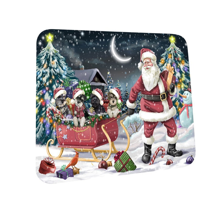Santa Sled Dogs Schnauzer Christmas Coasters CST385 (Set of 4)