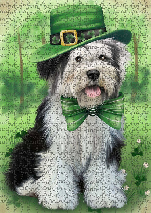 St. Patricks Day Irish Portrait Tibetan Terrier Dog Puzzle with Photo Tin PUZL51942