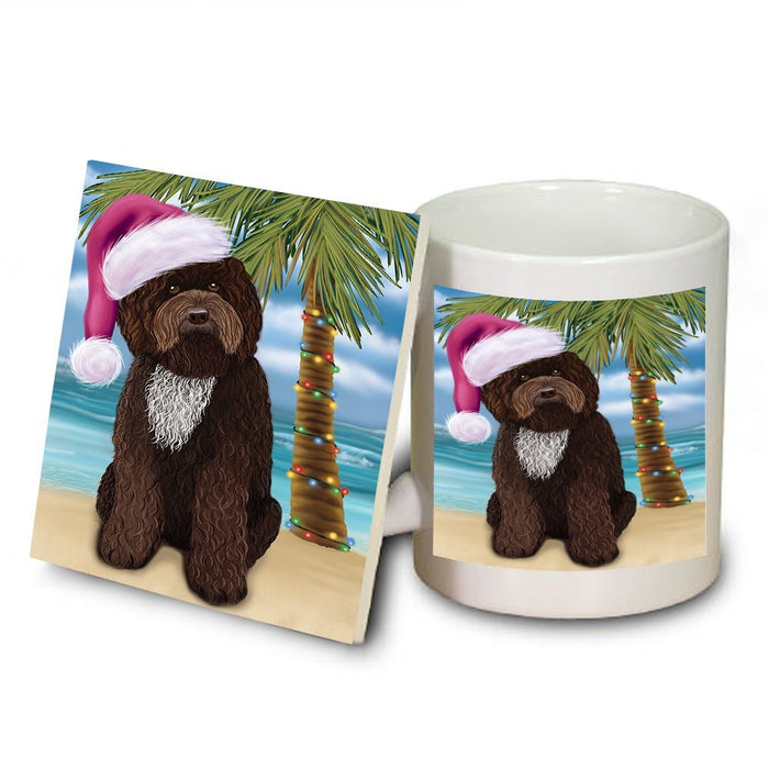Summertime Barbet Dog on Beach Christmas Mug and Coaster Set MUC0544