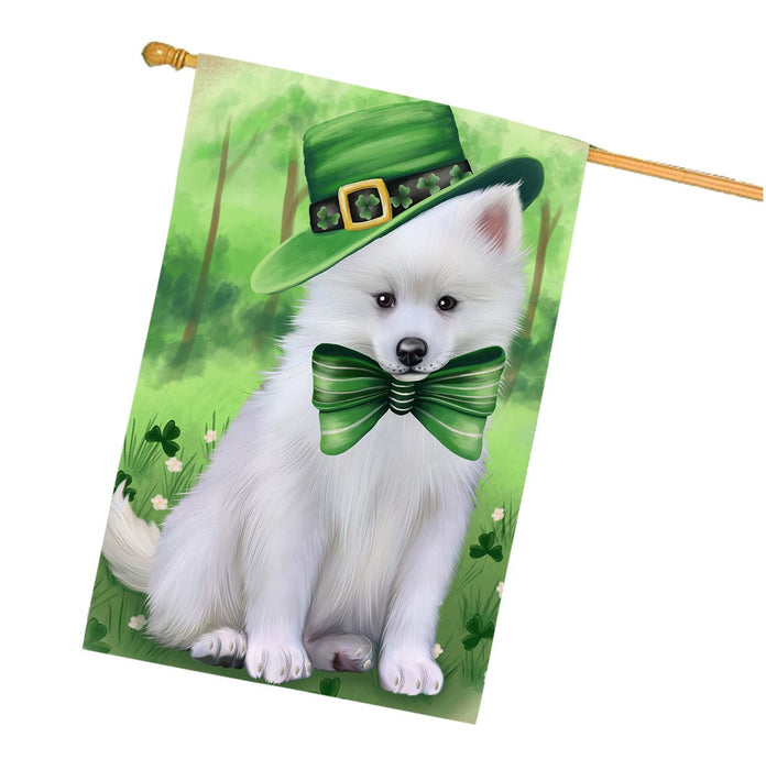St. Patricks Day Irish Portrait American Eskimo Dog House Flag FLG48465