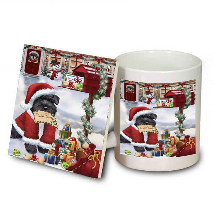 Schnauzers Dear Santa Letter Christmas Holiday Mailbox Dog Mug and Coaster Set