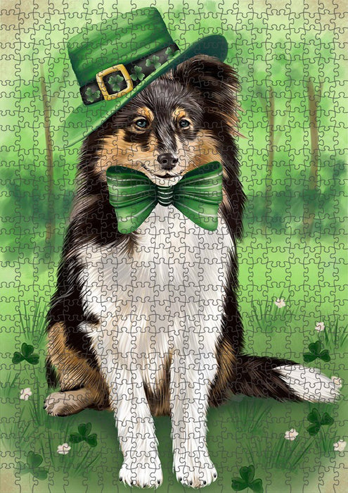 St. Patricks Day Irish Portrait Shetland Sheepdog Dog Puzzle  PUZL51891 (300 pc. 11" x 14")