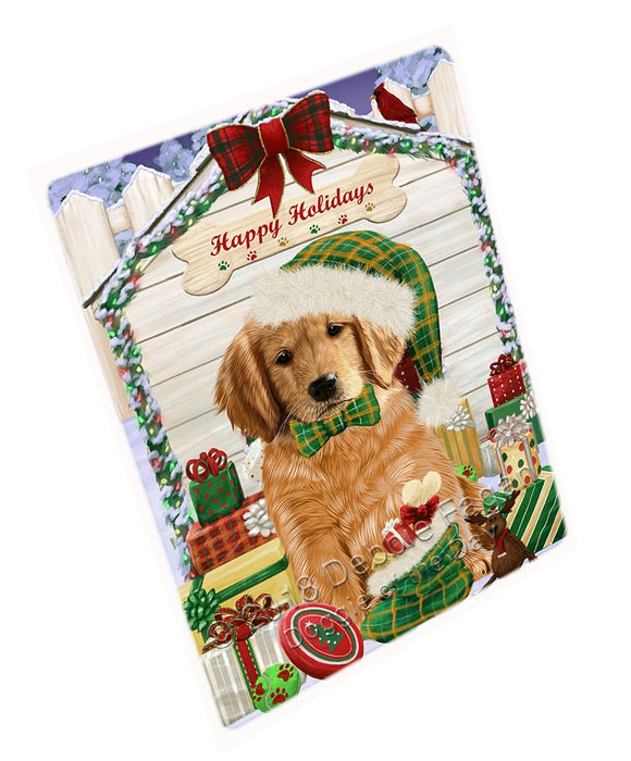 Happy Holidays Christmas Golden Retriever Dog House With Presents Magnet Mini (3.5" x 2") MAG58554