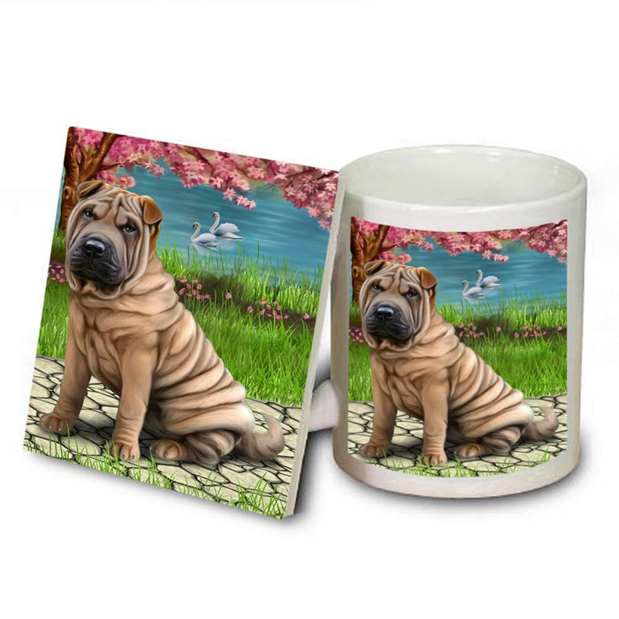 Shar-Pei Dog Mug and Coaster Set