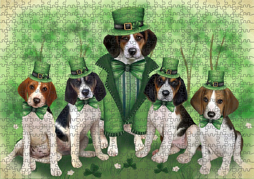 St. Patricks Day Irish Family Portrait Treeing Walker Coonhounds Dog Puzzle with Photo Tin PUZL51963