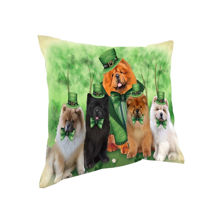 St. Patricks Day Irish Family Portrait Chow Chows Dog Pillow PIL50980