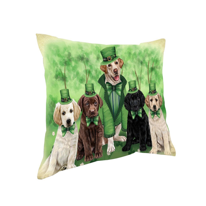 St. Patricks Day Irish Family Portrait Labrador Retrievers Dog Pillow PIL51152