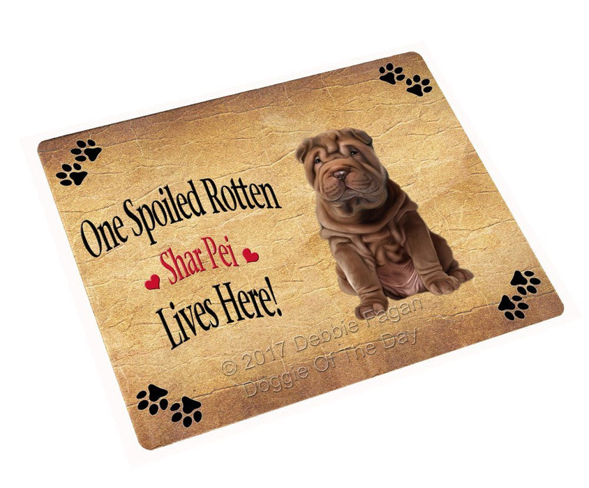 Spoiled Rotten Shar Pei Dog Tempered Cutting Board