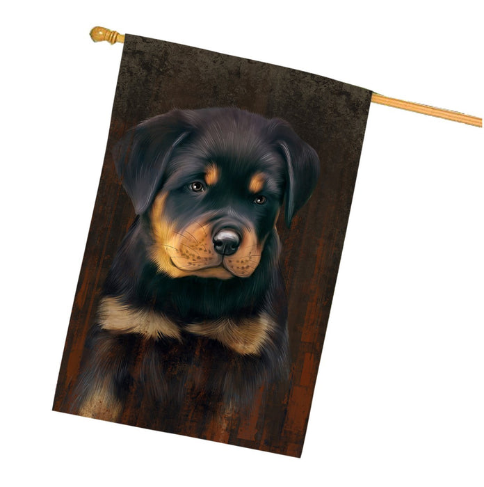 Rustic Rottweiler Dog House Flag FLG48206