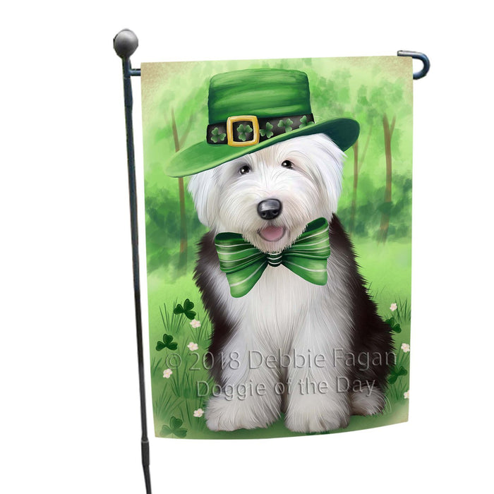 St. Patricks Day Irish Portrait Old English Sheepdog Garden Flag GFLG48750