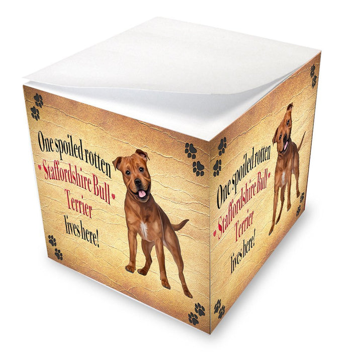 Staffordshire Bull Terrier Spoiled Rotten Dog Note Cube