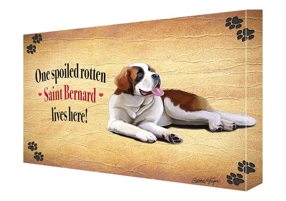 Saint Bernard Spoiled Rotten Dog Painting Printed on Canvas Wall Art Signed