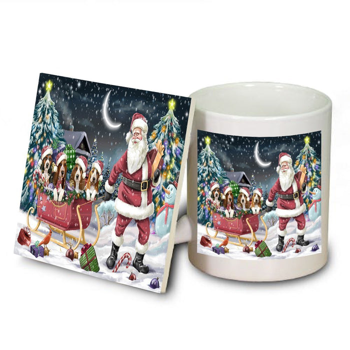 Santa Sled Dogs Basset Hound Christmas Mug and Coaster Set MUC0496