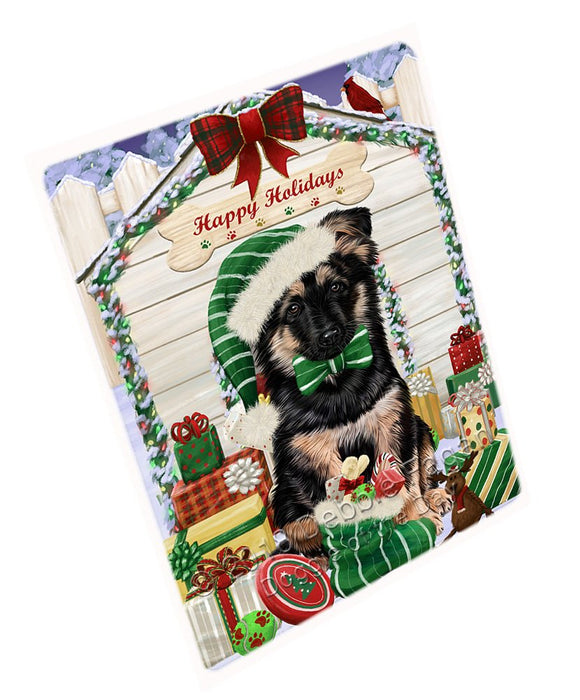 Happy Holidays Christmas German Shepherd Dog House With Presents Magnet Mini (3.5" x 2") MAG58545