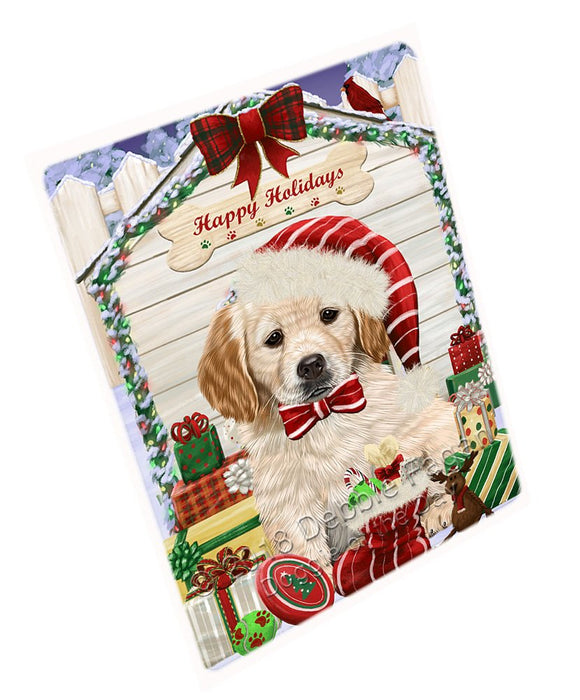 Happy Holidays Christmas Golden Retriever Dog House With Presents Magnet Mini (3.5" x 2") MAG58563