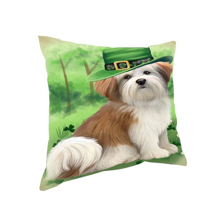 St. Patricks Day Irish Portrait Malti Tzu Dog Pillow PIL51196