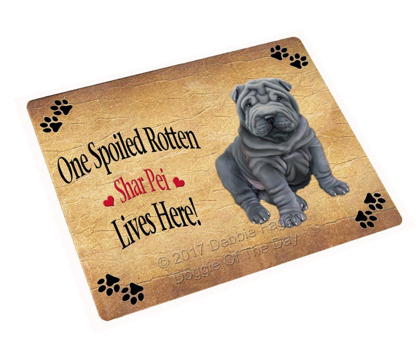 Spoiled Rotten Shar Pei Dog Tempered Cutting Board