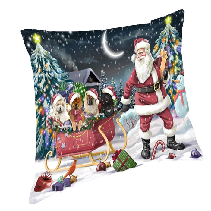 Santa Sled Dogs Christmas Happy Holidays Chow Chow Throw Pillow PIL1216