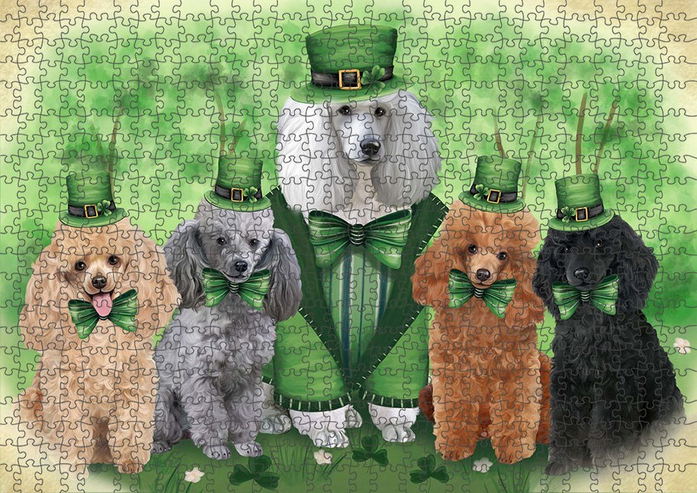 St. Patricks Day Irish Family Portrait Poodles Dog Puzzle  PUZL51768