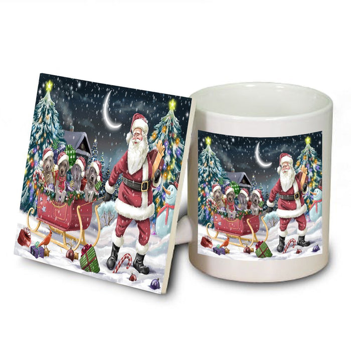 Santa Sled Dogs Weimaraner Christmas Mug and Coaster Set MUC0505