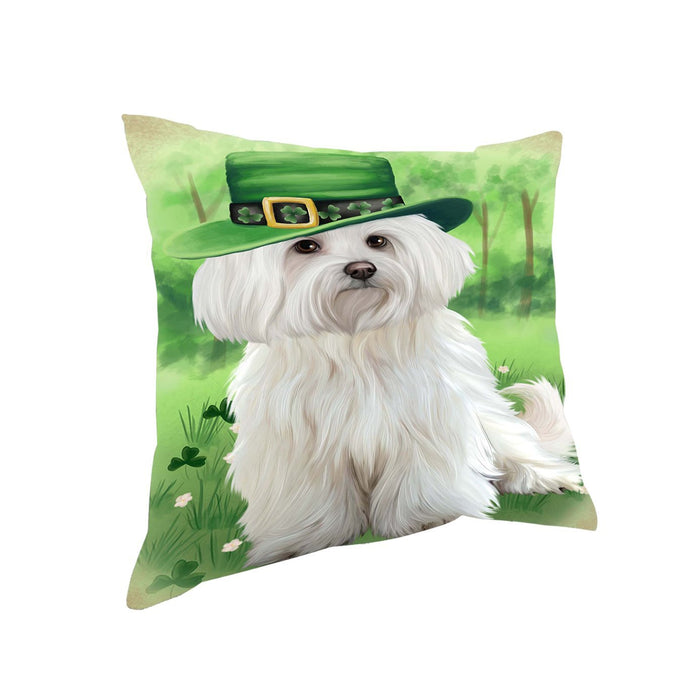 St. Patricks Day Irish Portrait Maltese Dog Pillow PIL51188