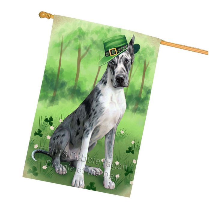 St. Patricks Day Irish Portrait Great Dane Dog House Flag FLG48774