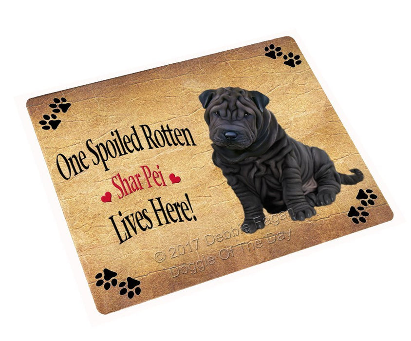 Spoiled Rotten Shar Pei Dog Tempered Cutting Board (Small)