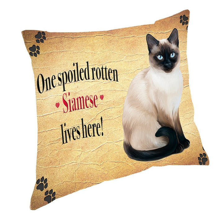 Siamese Spoiled Rotten Cat Throw Pillow