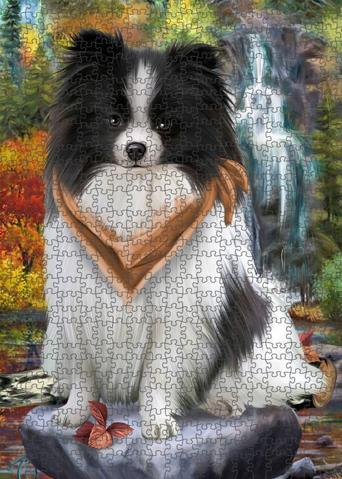 Scenic Waterfall Pomeranian Dog Puzzle with Photo Tin PUZL52299