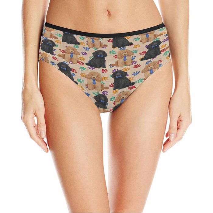 Poodle Dogs Blue  Women&#039;s High Waist Briefs (Model L26)