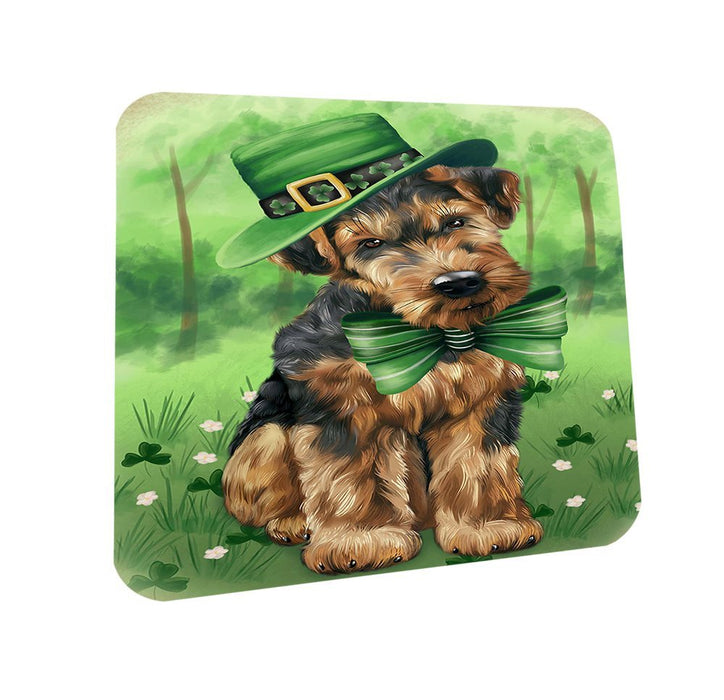St. Patricks Day Irish Portrait Airedale Terrier Dog Coasters Set of 4 CST48406