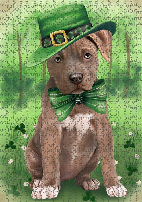 St. Patricks Day Irish Portrait Pit Bull Dog Puzzle with Photo Tin PUZL51738
