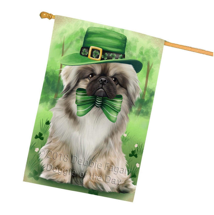 St. Patricks Day Irish Portrait Pekingese Dog House Flag FLG48809
