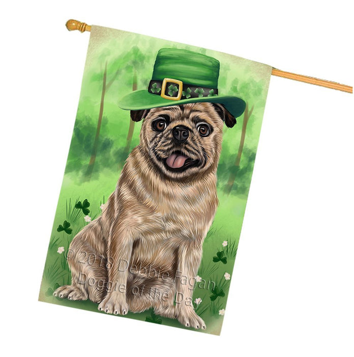 St. Patricks Day Irish Portrait Pug Dog House Flag FLG49200