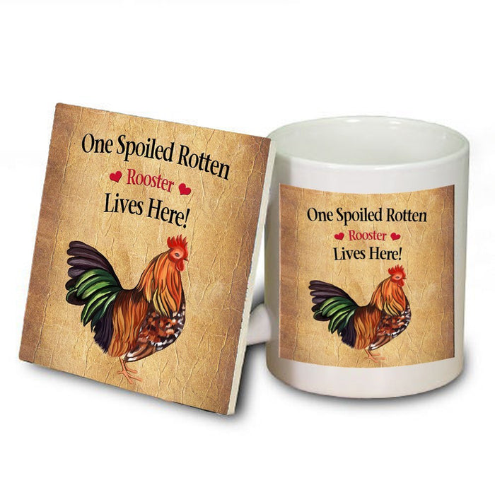 Spoiled Rotten Rooster Mug and Coaster Set