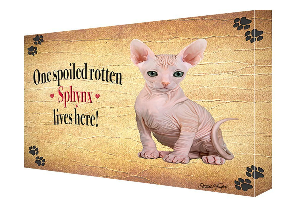 Sphynx Spoiled Rotten Cat Painting Printed on Canvas Wall Art Signed