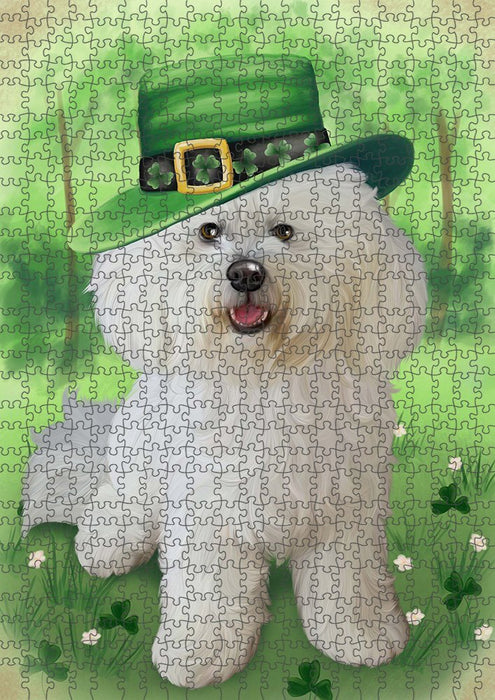 St. Patricks Day Irish Portrait Bichon Frise Dog Puzzle with Photo Tin PUZL51678