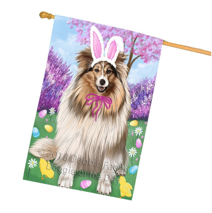 Shetland Sheepdog Easter Holiday House Flag FLG49359