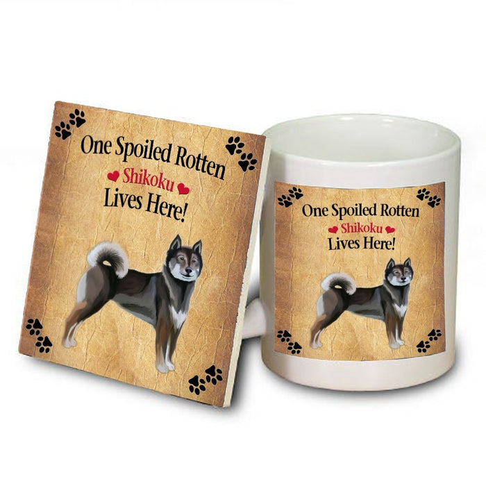 Shikoku Spoiled Rotten Dog Mug and Coaster Set