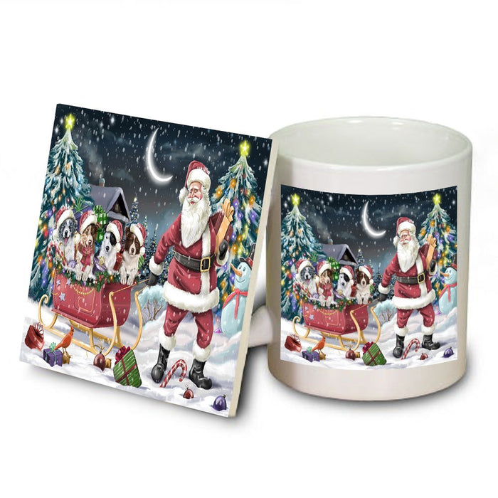 Santa Sled Dogs Border Collie Christmas Mug and Coaster Set MUC0479