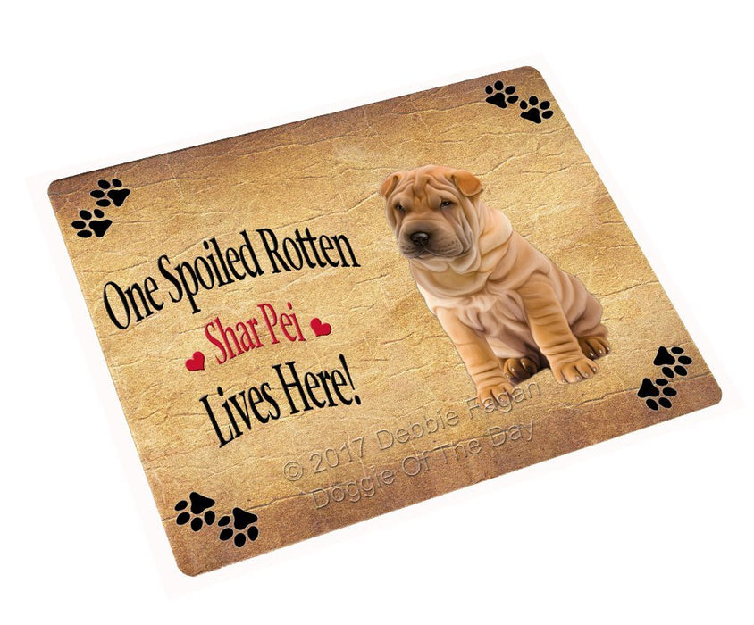 Spoiled Rotten Shar Pei Dog Tempered Cutting Board