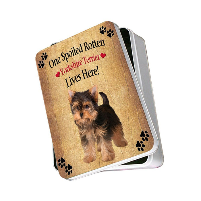 Yorkshire Terrier Puppy Spoiled Rotten Dog Photo Storage Tin