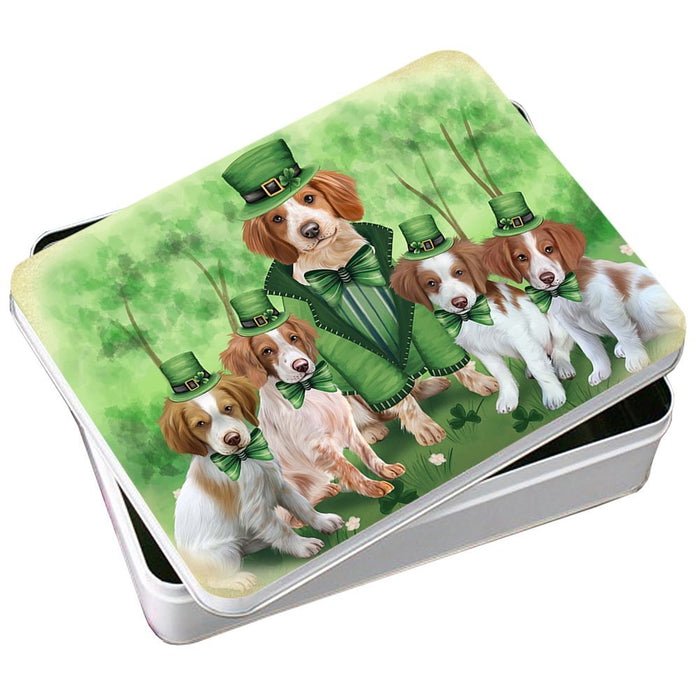 St. Patricks Day Irish Family Portrait Brittany Spaniels Dog Photo Storage Tin PITN48743