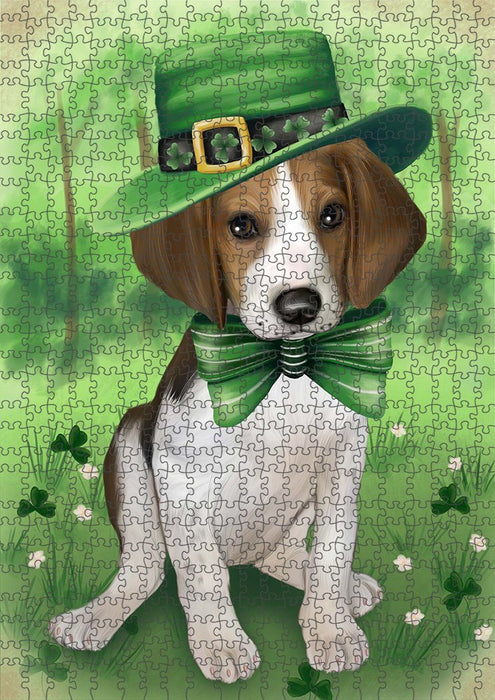 St. Patricks Day Irish Portrait Treeing Walker Coonhound Dog Puzzle with Photo Tin PUZL51966