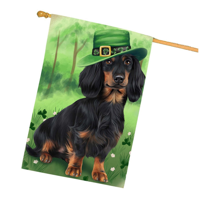St. Patricks Day Irish Portrait Dachshund Dog House Flag FLG48469