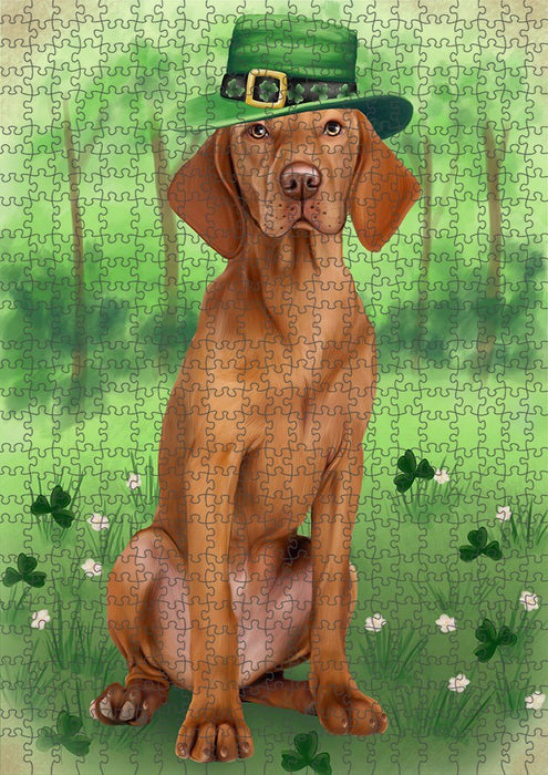 St. Patricks Day Irish Portrait Vizsla Dog Puzzle with Photo Tin PUZL51972