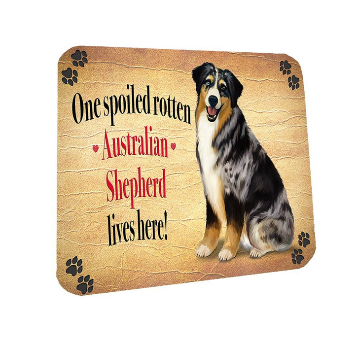 Spoiled Rotten Australian Shepherd Dog Coasters Set of 4