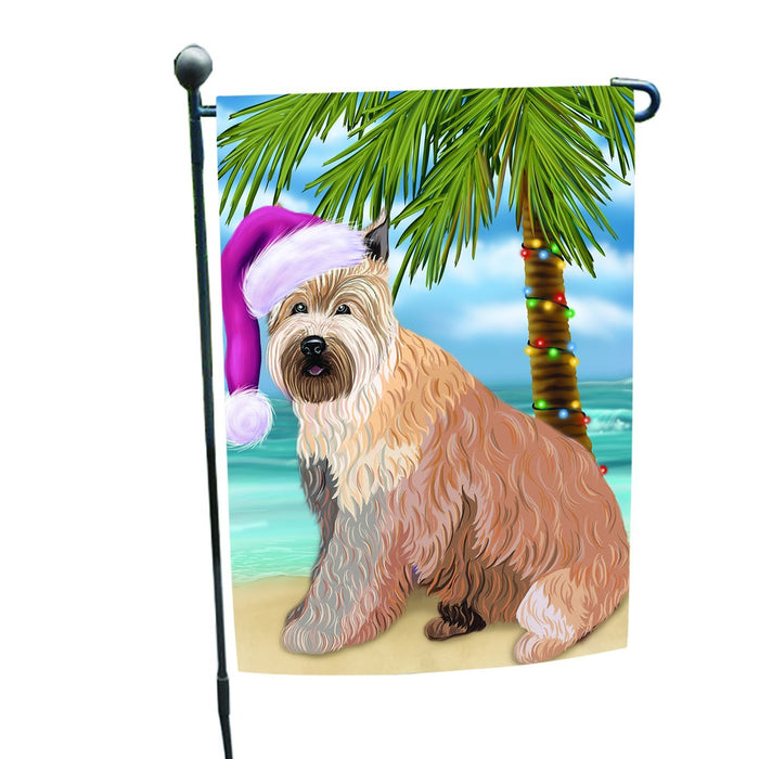 Summertime Happy Holidays Christmas Berger Picard Dog on Tropical Island Beach Garden Flag