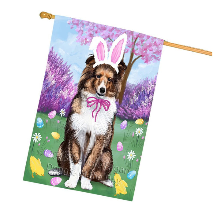 Shetland Sheepdog Easter Holiday House Flag FLG49361